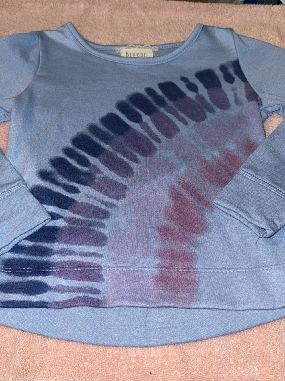 Btween Girls Size 5 Blue Tie-Dye Long Sleeve Shirt